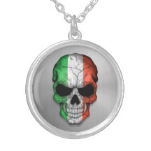Flag of Italy on a Steel Skull Graphic Pendants