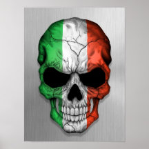 Flag of Italy on a Steel Skull Graphic Print