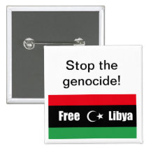 Flag_of_Libya_ (1951) - 2, arrêtent le génocide ! Badge