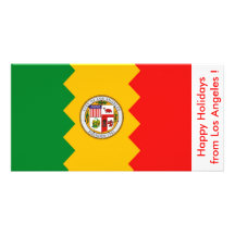 Flag of Los Angeles, Happy Holidays from U.S.A. Photo Card Template