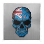 Flag of New Zealand on a Steel Skull Graphic Tile