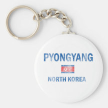 Flag of North Korea and  Pyongyang designs Keychain
