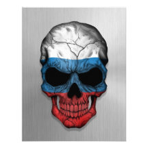 Flag of Russia on a Steel Skull Graphic Custom Invitation