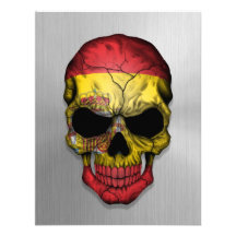 Flag of Spain on a Steel Skull Graphic Personalized Invitations