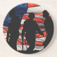 Flag with Soldier Silhouette Coasters