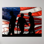 Flag with Soldier Silhouette Poster