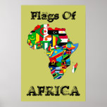 Flags of Africa 36" by 24" Vintage Africa flag Map Print