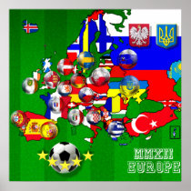 Flags of Europe 2012 Football Soccer Cup Flag Map Posters