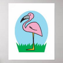 flamant mignon de bande dessinée affiche