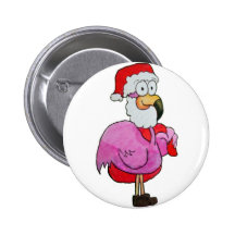 Flamant rose lunatique Père Noël avec le chapeau d Badges Avec Agrafe