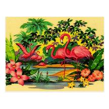 FLAMANTS ASSEZ ROSES EN CARTE POSTALE TROPICALE DE