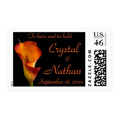 Flame Calla Lily Wedding Postage Stamps by SweetRascal