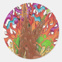 Flame Castle Round Stickers