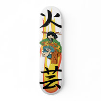 Flame Fire Skull Geisha Skateboards