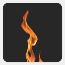 Flame on Black - Fire Square Sticker