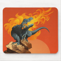Flame Throwing Dinosaur Art by Michael Grills Mouse Pad