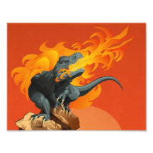 Flame Throwing Dinosaur Art by Michael Grills Art Photo