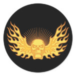 Flame-Wing-Skull Round Sticker