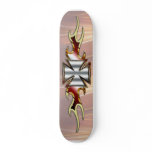 Flamed Maltese Cross Skate Deck