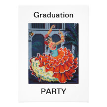Flamenco Dancer Graduation Party Invitation
