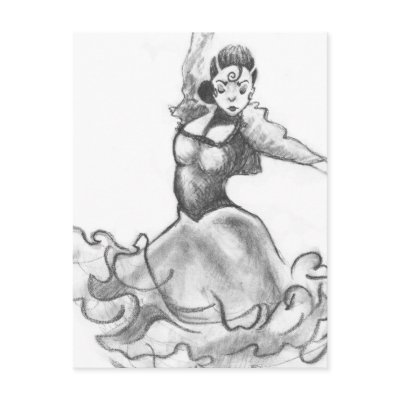 Flamenco Dancer Sketch Postcard by segrid