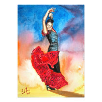 FLAMENCO DANCER watercolour invitations