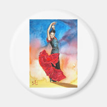 FLAMENCO DANCER watercolour magnets