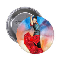 FLAMENCO DANCER watercolour buttons