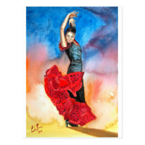 FLAMENCO DANCER watercolour postcards