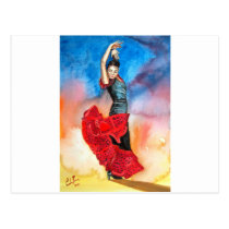 FLAMENCO DANCER watercolour postcards