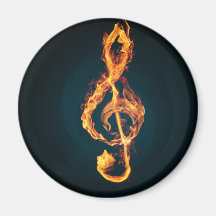 flames musis note fridge magnet