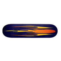 Flames on dark blue Skateboard