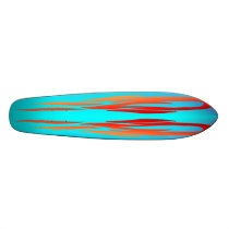 Flames on Turquoise Skateboard