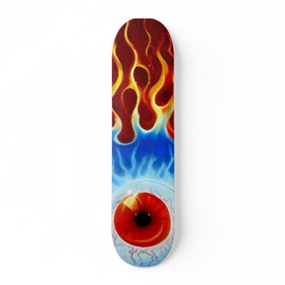 Flamin Eyeball Skate Deck by hardartkustoms