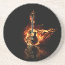 flamin guitar drink coasters