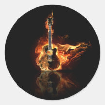 flamin guitar round sticker