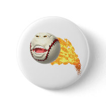Flaming Baseball Button