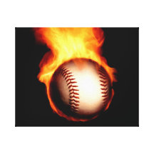 Flaming Baseball Canvas Prints