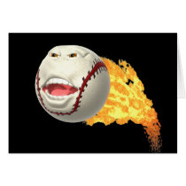 Flaming Baseball Greeting Card