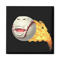 Flaming Baseball Fridge Magnet