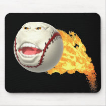 Flaming Baseball Mouse Pads