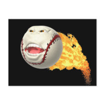 Flaming Baseball Postcards