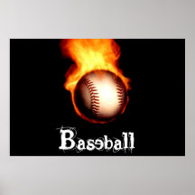 Flaming Baseball Poster