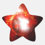 Flaming Baseball Star Stickers