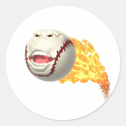 Flaming Baseball Stickers