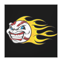 Flaming Baseball Stretched Canvas Print