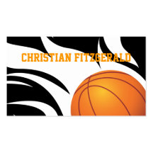 Flaming Basketball Black and White Business Card Templates