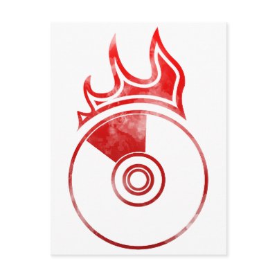 Flaming CD - Music Audio DJ Disc Jockey Postcard by HOTDJGEAR