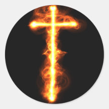 Flaming Cross Sticker