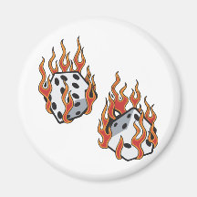 Flaming Dice Refrigerator Magnet